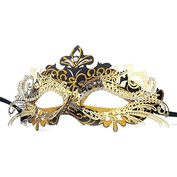 Venetiansk maske (svart gull), for maskeradeball og kostyme, for kvinner