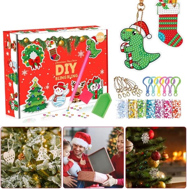 ##/9 stycken juldiamantmålning nyckelringar, jul blindbox##/