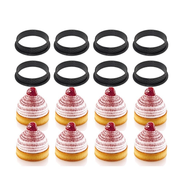 Kakeform Rund Form Baking Perforerte Ringer Non-Stick Kakekutter Ring for Kakedekorering