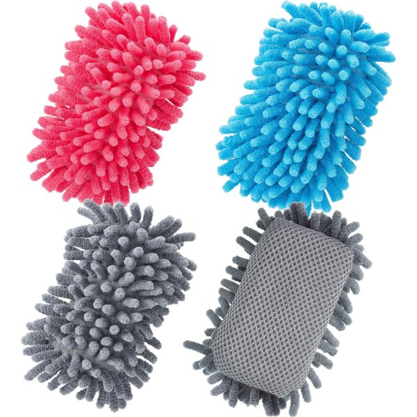 4 stk Mikrofiber Shag Whiteboard Visker, Vaskbar Mikrofiber Shag