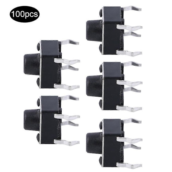 100 stk. Momentary Tactile Trykknapkontakt Mini Micro Tact Switch Tilbehør 6 x 6 x 6 mm