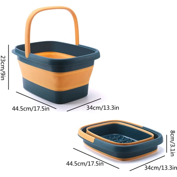 Foldbar fotbad for massasje, sammenleggbar pedikyr-bøtte, stor og bærbar