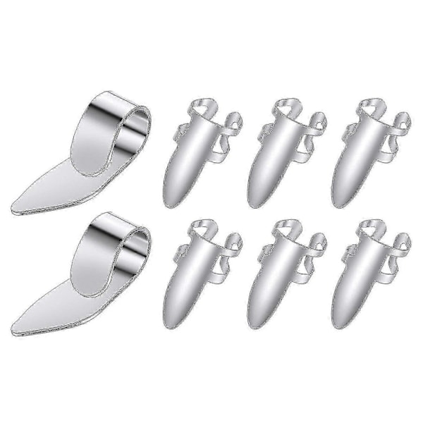 8 st Gitarr Plektrum Tumme Finger Plektrum Rostfritt Stål Gitarrplektrum med Plastfodral för Elgitarr Bas Ukulele (Silver)
