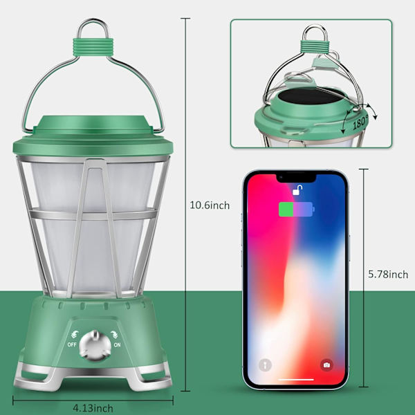 Solcelled LED Campinglys, USB Opladbar og Batteridrevet C