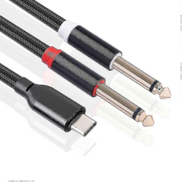 USB-C till Dubbla 6,35 mm Audio Stereo-kabel Typ C till Dubbla 6,35 mm Audio-sladd för Smartphone Multimedia