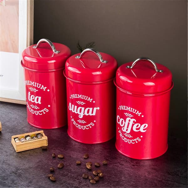 Kaffebehållare Livsmedelssäker Fuktsäker Smidesjärn Stark Försegling Sockerbehållare för Kök 1