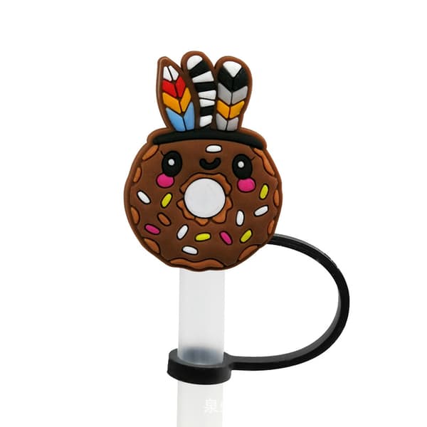 ##/stycken Donut Cartoon Sugrörsskydd för 7-8mm Sugrör, Silikon Dus##/