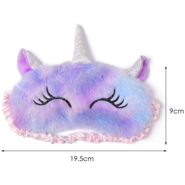 Plush Sovmasker, Söta 3D Fluffiga Enhörning Ögonmask, Barn Sovma