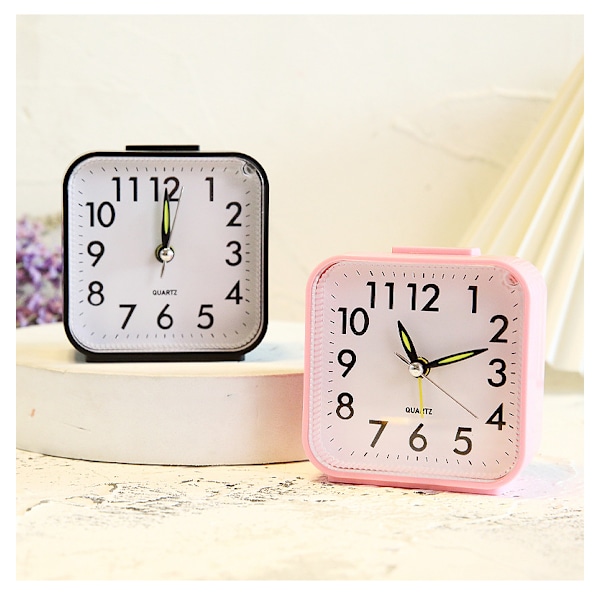 ##/Rosa Tyst Alarmklocka, Tickfri Batteridriven Sängbordsklocka##/
