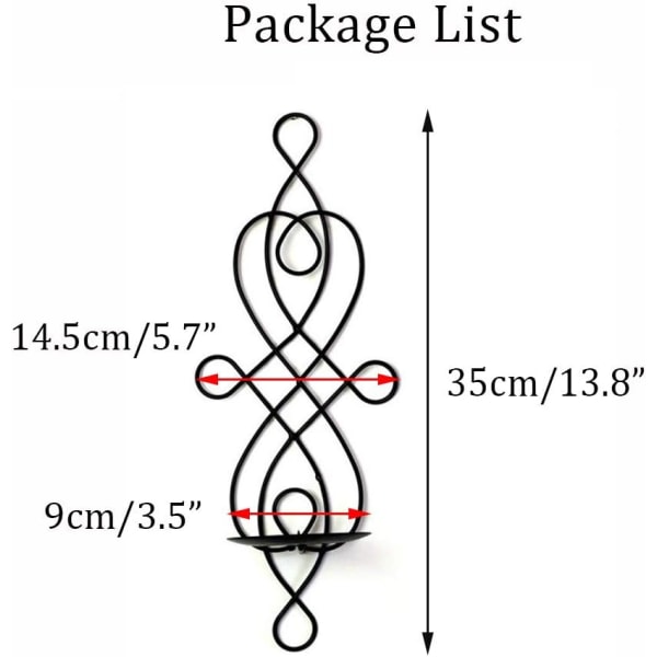 1 st svart vintage väggmonterad ljusstake, kreativ järn