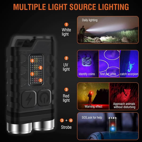V3 Mini Ladattava Taskulamppu Led-Valo Voimakas 900 Lumen