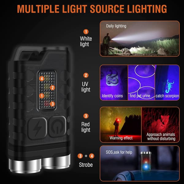 V3 Mini Oppladbart Lommelykt LED-lommelykt Kraftig 900 Lumen
