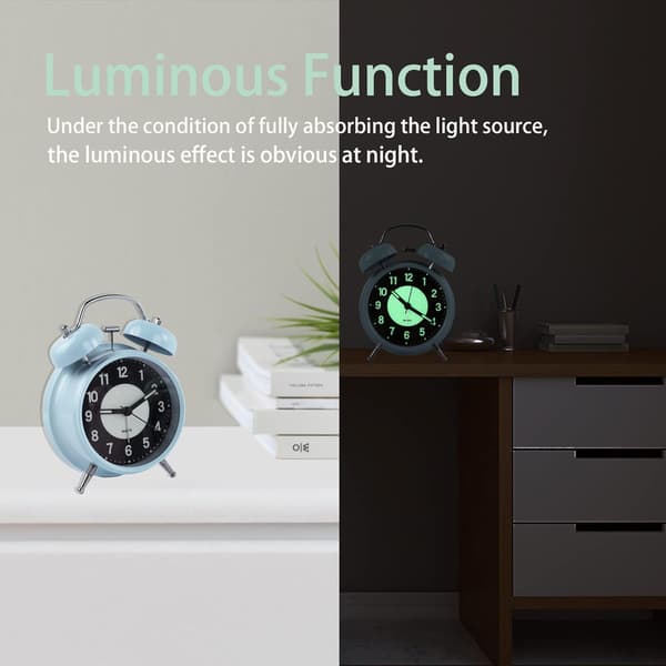 Retro Luminous Väckarklocka Tyst Kvarts Sängbord Väckarklocka