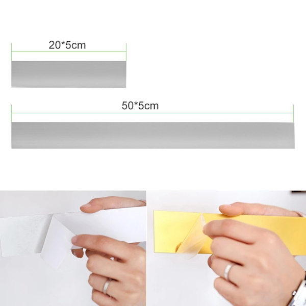 ##/20 stk. Vægspejl Sticker - Sort 5 × 50 cm, Dekorativt Spejl##/