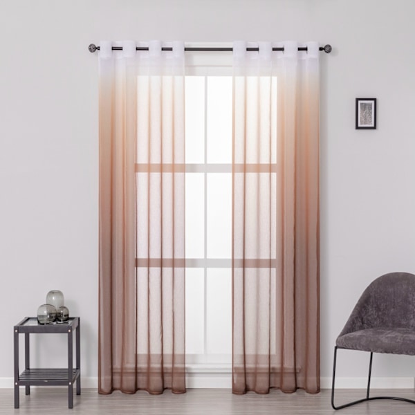 ##/Gardins med øyeblikk (2 stk) transparent gradient vertikal gardin voile##/