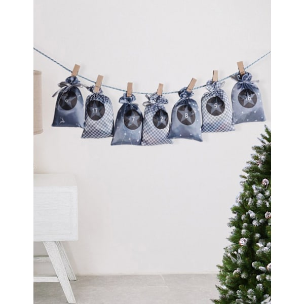 Julekalender jule satin stof gavepose sæt