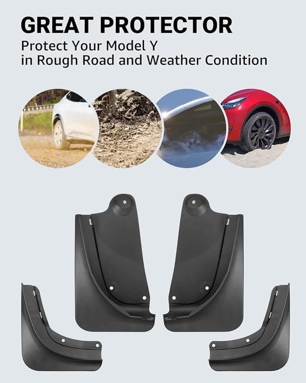 Passer til Tesla Model Y Mud Flaps 4 stk. Anti-Splash Vinter Køretøj Mud Flaps Sediment Beskyttelse Ingen grund til at bore huller