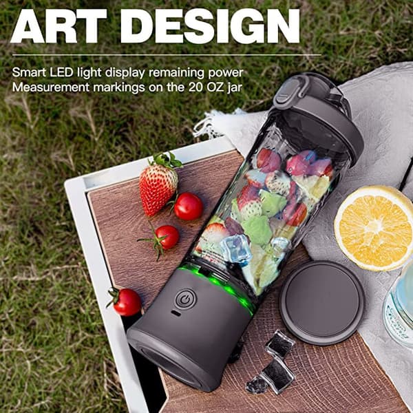 (Svart) Bærbar blender 270 Watt for shakes og smoothies, vanntett blender