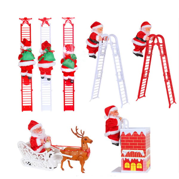 Elektrisk jultomteleksak, vit stegklättrare, julklapp