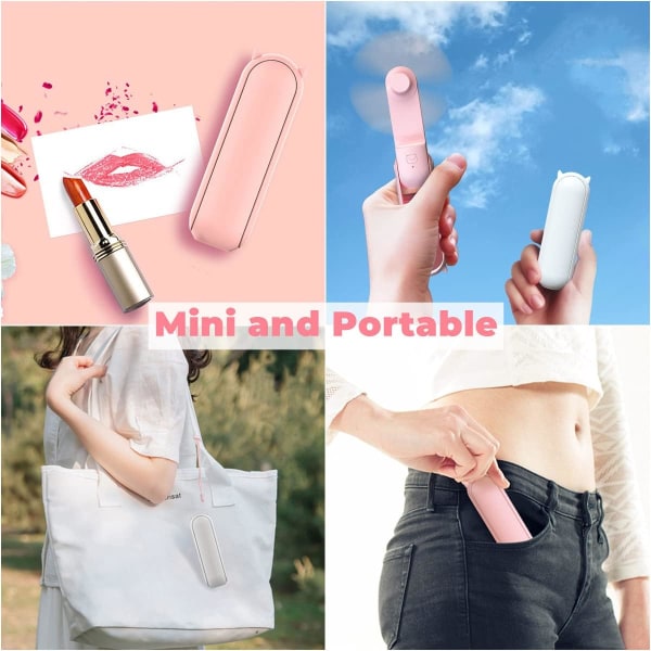 Pink Mini håndholdt blæser - lille sød bærbar USB genopladelig fa