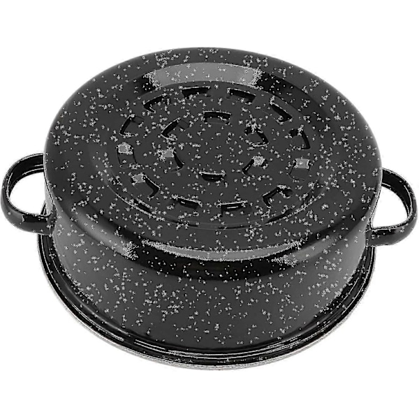Dekket Rund Stekeform, Non-Stick Stekebrett Med Lokk Og Hylle, emaljert Grillpanne (24cm)