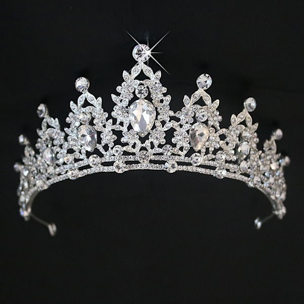 ##/Stycke Rhinestone Bröllop Tiara Prinsessa Firande Tiara Silver Brud Bal Bröllop Fest Födelsedag Tiara##/