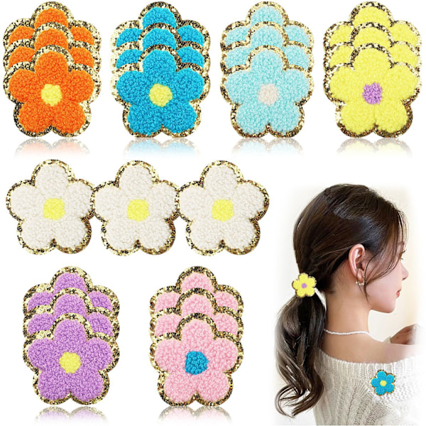 ##/21 Farverige blomsterbroderi til at sy badges på tøj##/