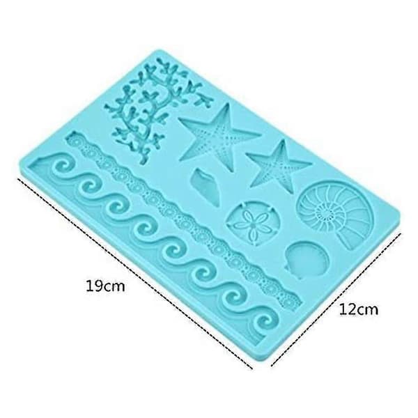 Silikon Skjell Fondant Og Gummipasta Godteri Kake Bakeform, blå