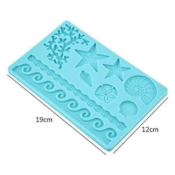 Silikone Muslingeskaller Fondant Og Gum Paste Slik Kage Bageform, blå