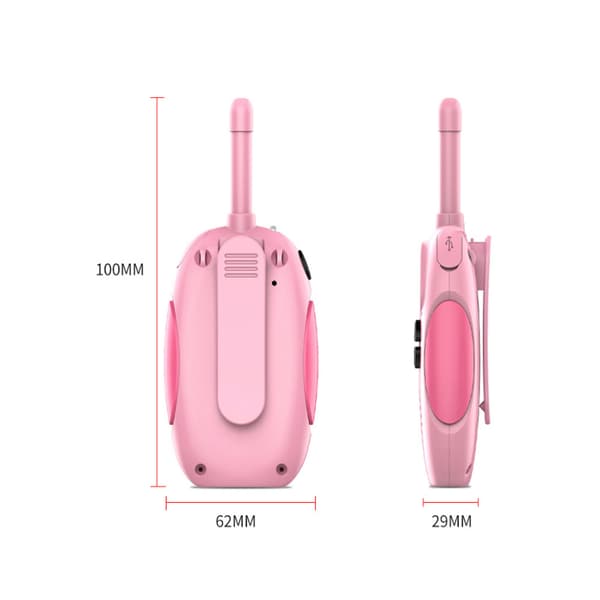 To-delt blå og pink børne-walkie-talkie genopladelig wi