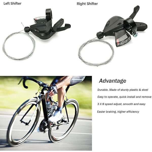 1 Par Cykel Gearskiftere, 3x8 Hastigheder Cykel Gearskifter Derailleur