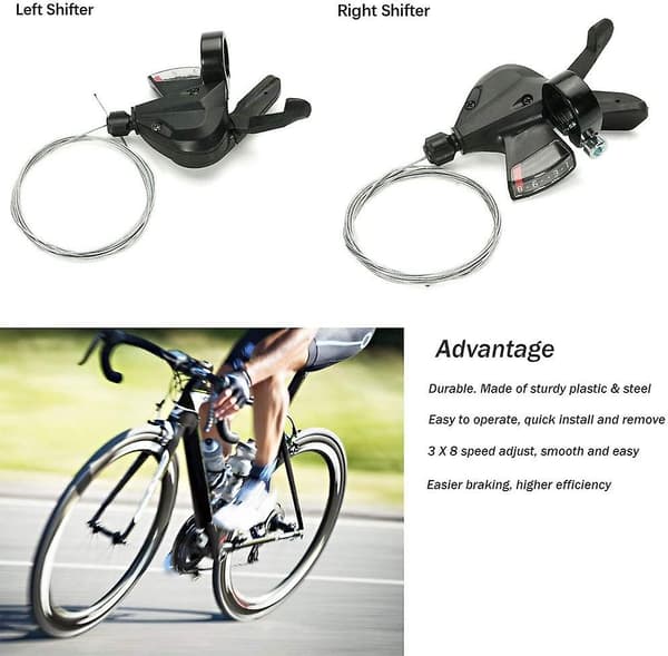 1 Par Sykkelgirhendel, 3x8-trinns Sykkelgir Derailleur