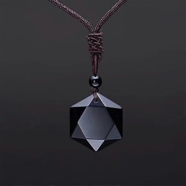 Unisex Mode Naturlig Energi Sten Hexagram Obsidian Halskæde Smykke Gave 2
