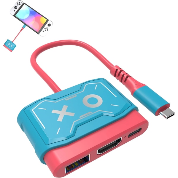 Dock til Nintendo Switch OLED, 3 i 1 Switch TV-adapter med 4K H
