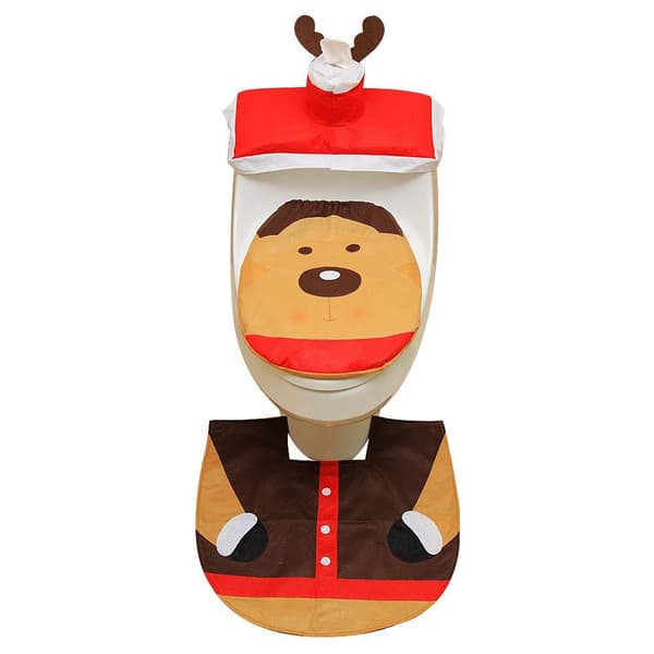 ##/3-pack Jultomte Toalettlock Golvmatta Pappershållare##/