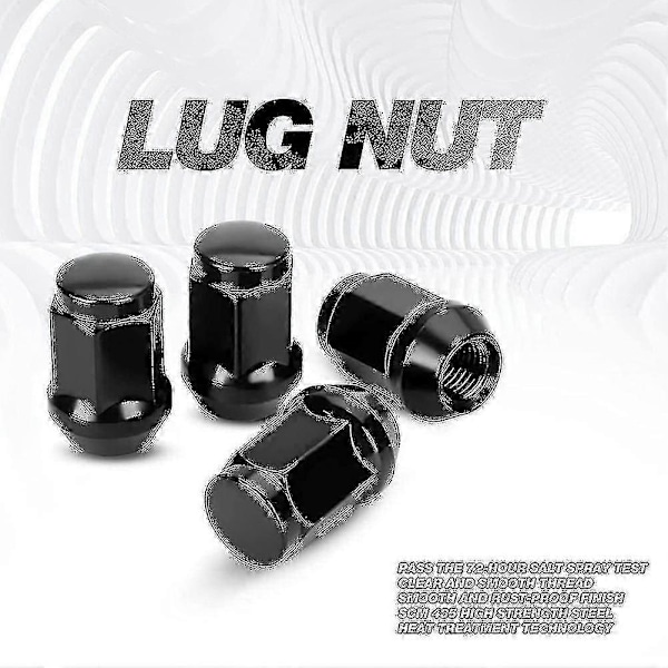 24 stk 12x1.5 Hjulmuttere Lukket Ende Bulge Acorn Cone Hjulmuttere, For 2007-2022 Cruiser, 2001-2007 Sequoia Svart