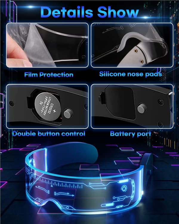 LED-glasögon - Luminous Glasses Cyberpunk Futuristiska Neon Rave DJ