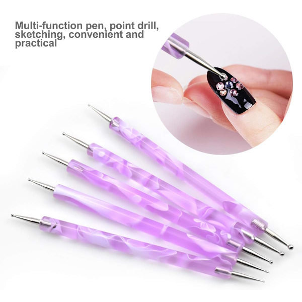 5-pack nagelkonstpenna - Lila, nagelkonsttillbehörssats, nagelkonst