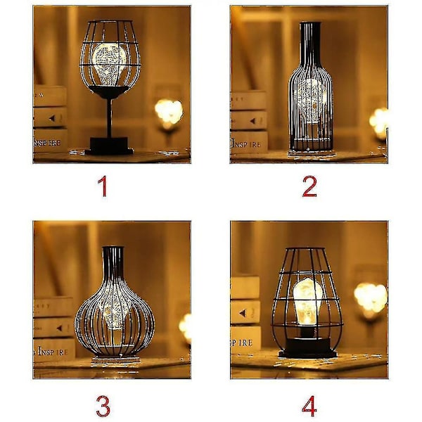 Bordlampe lavet af moderne sort jernwire - Bur-stil