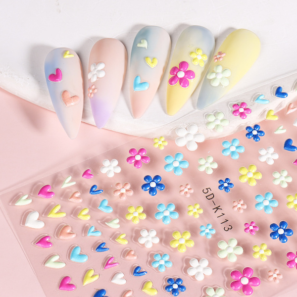 ##/3D Blommiga Nagelstickers Nagelkonst Nagelstickers Självhäftande 5D Nageldekoration Nagelkonstdesign Manikyr 2 Ark##/