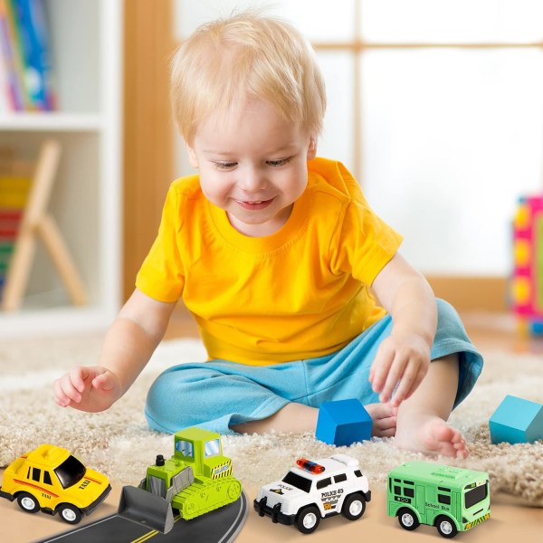 Sæt med 16 Mini Inertimotorer, Mini Die-Cast Biler, Træk-Tilbage Biler