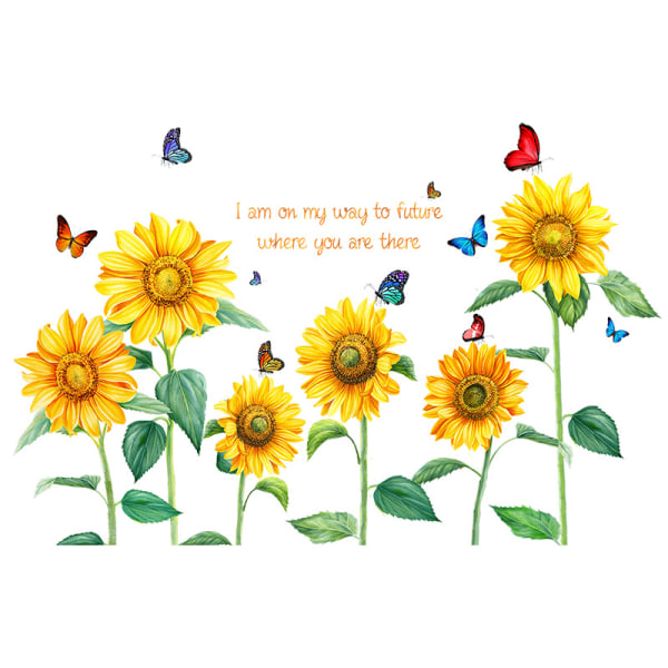 decalmile Sunflower Butterfly Veggdekor Hage Flower Wall Sti