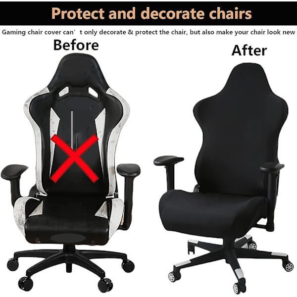 Set med 4 gamingstolöverdrag med armstöd/ryggstöd för offi
