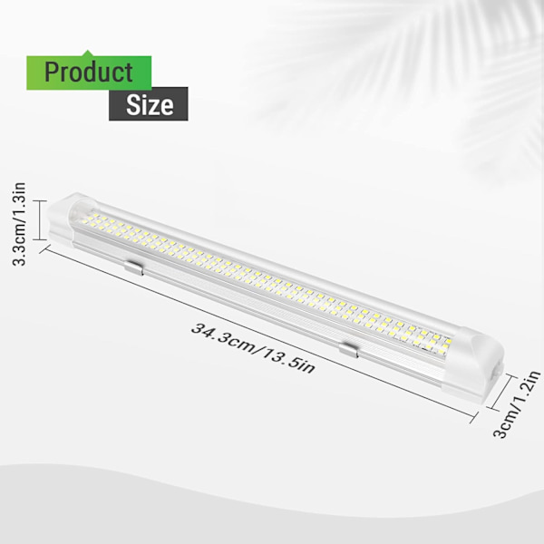 2 stk 12V LED Innvendig Lyslist Bilbelysning 108LED med På/Av
