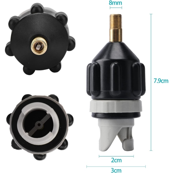 2-delt kajakkadaptersett, SUP-adapterventil, pumpekonvertering