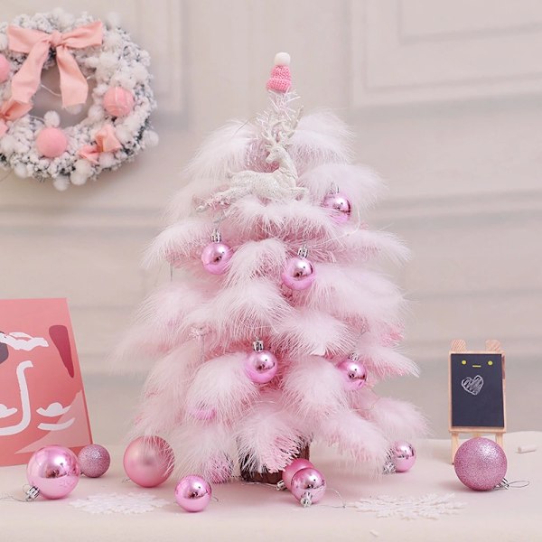 ##/Pink kunstigt juletræ med LED-lys - 45 cm##/