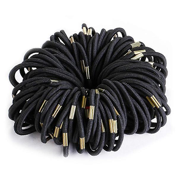 100 st Svarta Elastiska Hårband Flicka Kvinnor Mode Håraccessoarer Hår Scrunchie