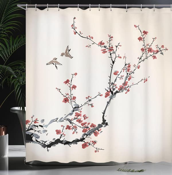 Nature Dusjforheng, Kunst Stil Fugler, Stoff Bad Dekor Se
