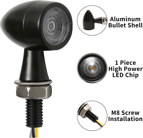 12 V:n LED-vilkut moottoripyörille, 2 kpl Mini-vilkkuja