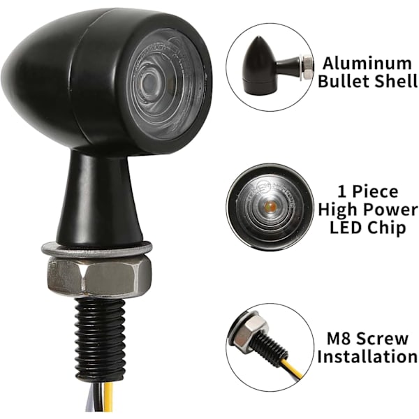 12V LED Blinklys til Motorcykler, 2 stk. Mini Blinklys